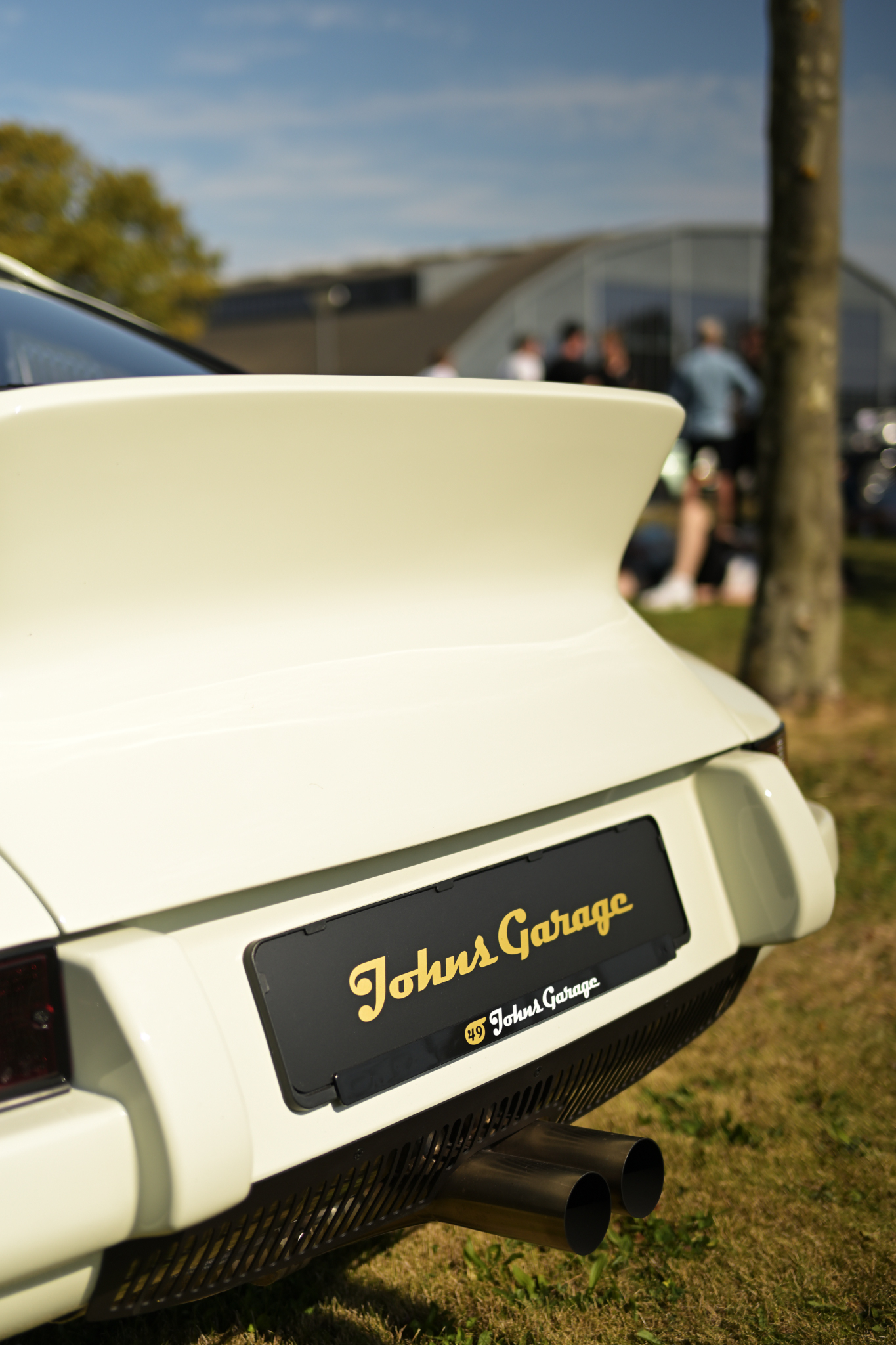 White Porsche rear